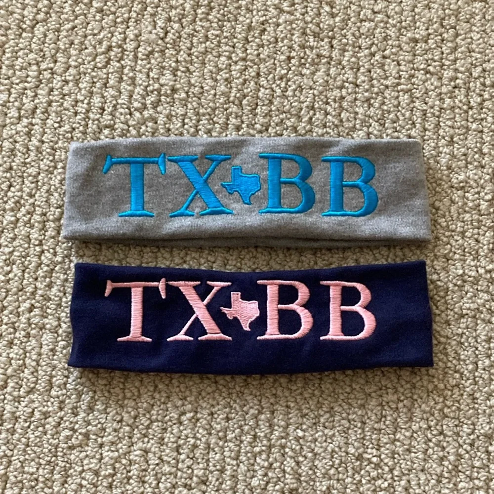 Texas Bluebonnets TXBB Cotton Stretchy Headbands Hair Accessories Blue Grey NWOT